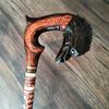 Walking Stick Cane Reeds Canes Sticks Wooden Wood Carving Men Accessories Grandma Grandpa (Raven I) view 2