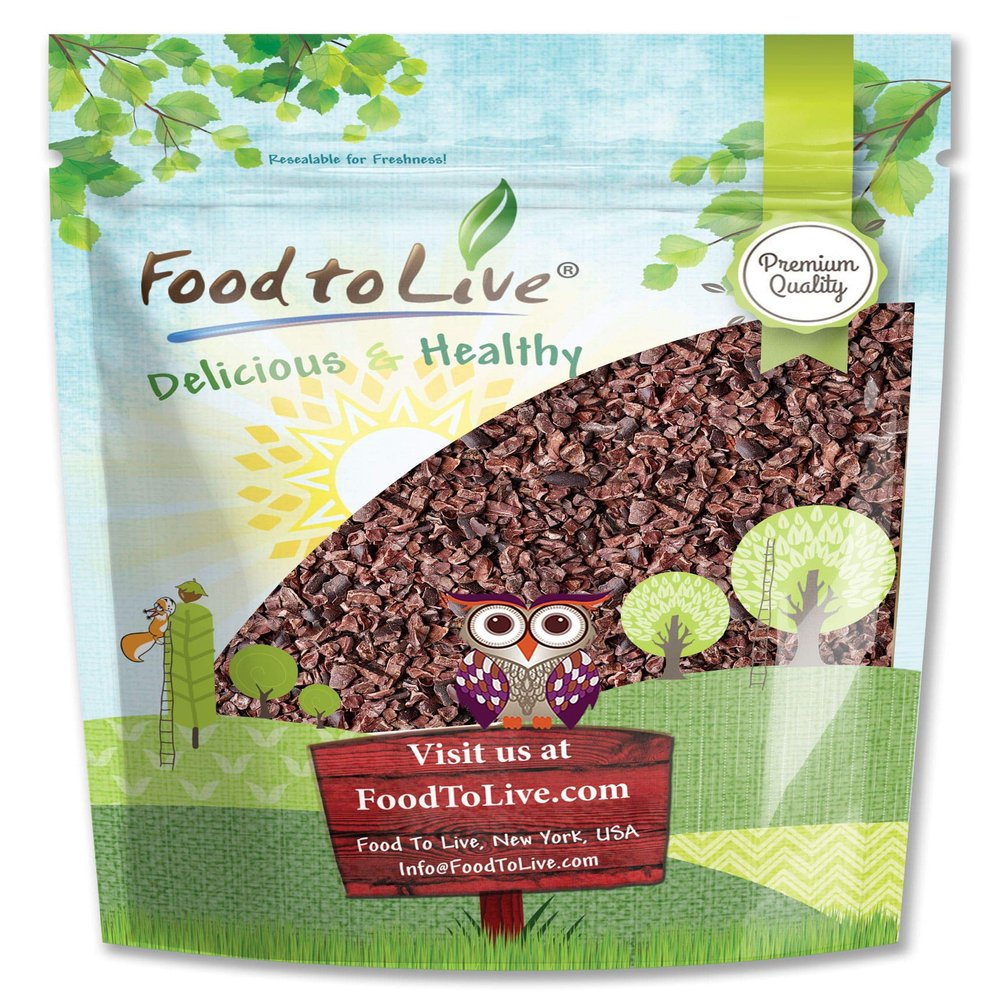 Food to Live Cacao Nibs, 2 Pounds - Raw, Unsweetened, Kosher, Vegan, Keto and Paleo Friendly, Made from Antioxidant Rich Cacao Beans, Cacao BIts for Chocolate, Sirtfood, Bulk