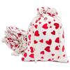 12-Pack 4x6 Reusable Cotton Canvas Muslin Gift Bags w. Drawstrings (Red Hearts, Small) - for Presents, Party Favors, Retail, Samples by TheDisplayGuys view 1