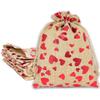 12-Pack 6x8 Reusable Jute Burlap Canvas Gift Bags w. Drawstrings (Red Hearts, Medium) - for Presents, Party Favors, Retail, Samples by TheDisplayGuys