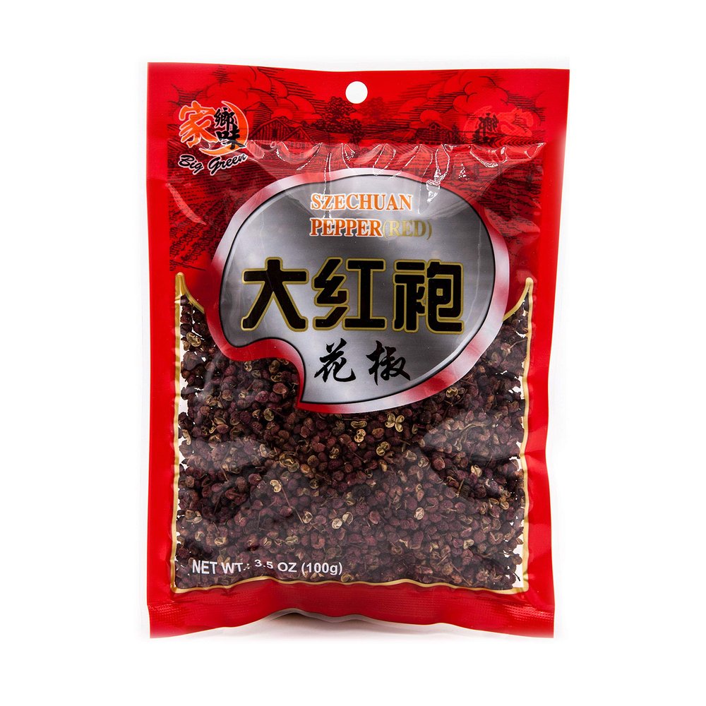 Big Green Food- Szechuan Red Peppercorns, Strong Flavor, Numbling Effects, Szechuan Authentic, 3.5 oz (6 Pack)