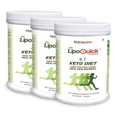 LipoQuick Keto Diet Low Carb Meal Replacement 450g (Pack of 3)