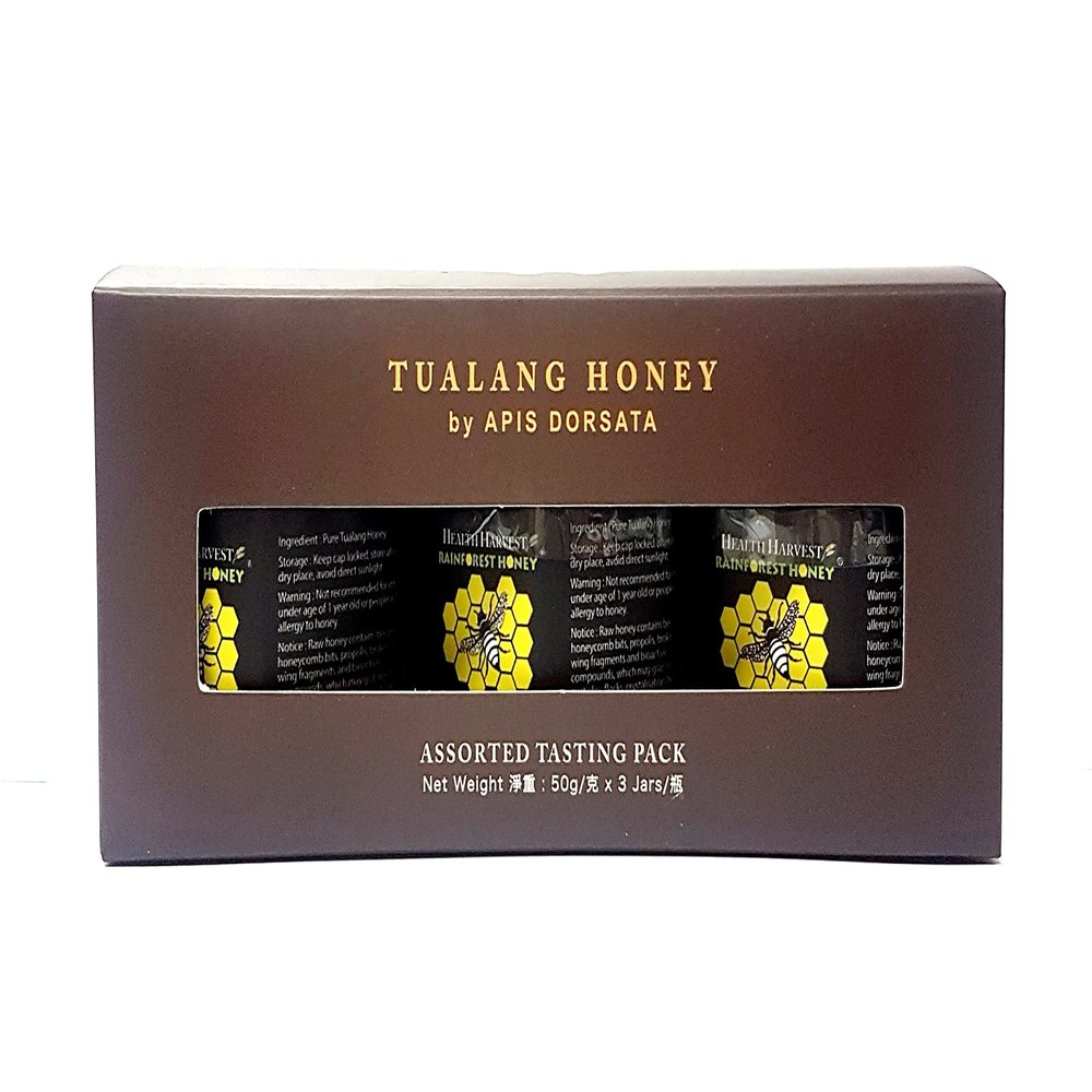 [GIFT CHOICE] Tualang Honey 1.8oz x 3 Jars (Black, Red & Yellow Honey) | TA 9.5+ to 11.5+ | Pollen Count 2.4 M+ to 4.0 M+ | Pollen Variety 100+ | Wild-ripening on 250ft Treetop | Raw, Unpasteurised, Unfiltered
