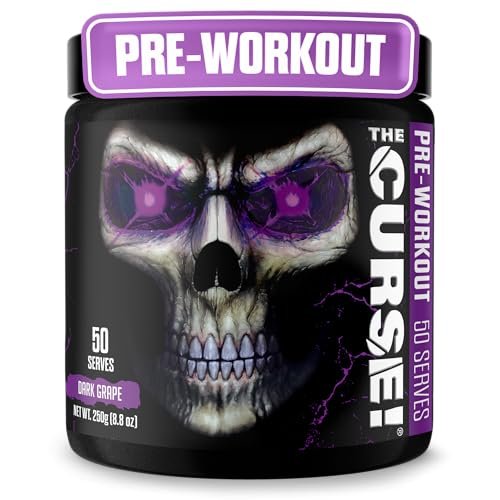 JNX SPORTS The Curse! Pre Workout Powder for Men & Women, Caffeine, Beta-Alanine, Creatine, L-Citrulline, 50 Servings, Dark Grape Flavor  Boost Energy, Strength & Focus