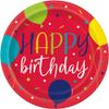 Balloon Party Red Round Dinner Plates - 9" (Pack of 8) - Disposable Paper Plates for Birthdays & Celebrations view 1
