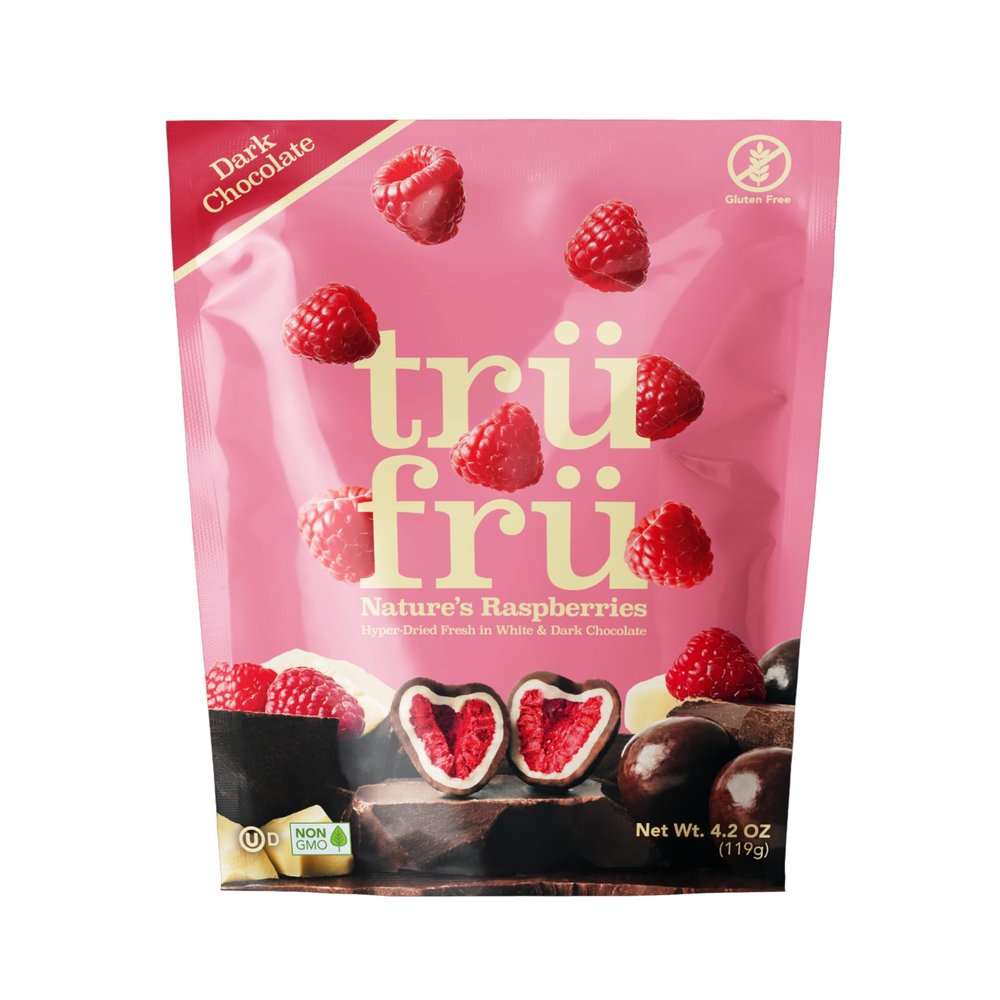 Tru Fru Nature's Raspberries Hyper-Dried Fresh in Dark Chocolate, 4.2 Ounce Bag