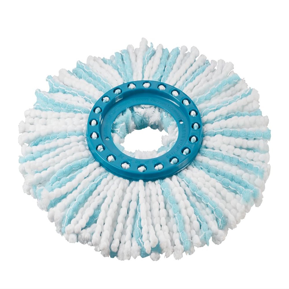 Leifheit Clean Twist Disc Mop Head Dual-Fiber Microduo Replacement Mop for Clean Twist Ergo Set, Microfiber Bristles Clean Dirt from Grout, Machine Washable, Durable for All Floor Types Turquoise