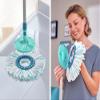 Leifheit Clean Twist Disc Mop Head  Dual-Fiber Microduo Replacement Mop for Clean Twist Ergo Set, Microfiber Bristles Clean Dirt from Grout, Machine Washable, Durable for All Floor Types  Turquoise view 2