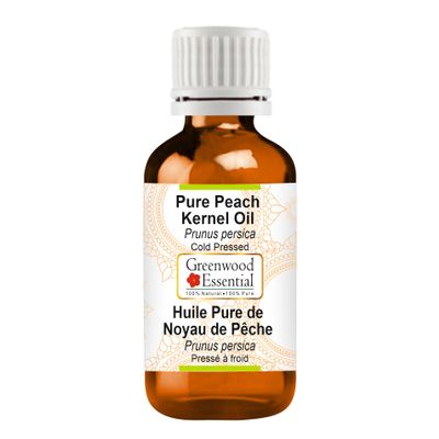 Greenwood Essential Peach Kernel Oil (Prunus persica) | Cold Pressed | Natural | Undiluted | For Diluting Essential Oils | For Skin & Massage | Men & Women | 30ml (1 oz)