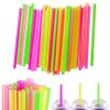 100 Pcs Neon Drinking Straws Smoothie Milkshake Tea Large Plastic Jumbo Party view 4