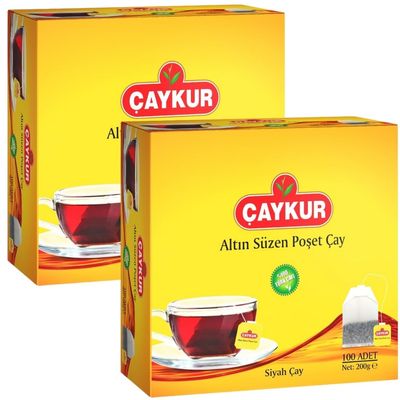 AYKUR Black Tea Bags, Altn Suzen Turkish Tea, Individually Wrapped Cup Brew Bags, Bright Red Color, Best Turkish Loose-Leaf Flavor, 100 Tea Bags 200g / 7.05 oz (Pack of 2)