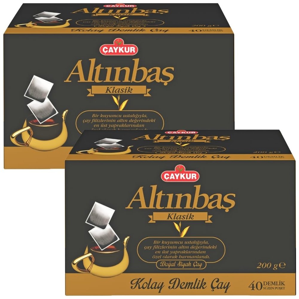 AYKUR Altnba Classic Teapot Bags Turkish Black Tea, Premium Upper Leaf Black Tea with Early Harvest Selection brewing, 40 Teapot Bags 200g / 7.05 oz (Pack of 2)