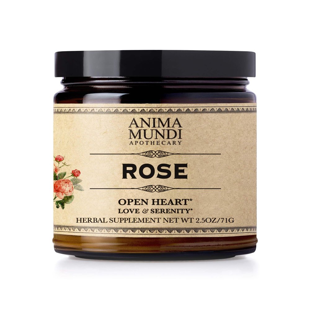 Anima Mundi Apothecary Love + Serenity Rose Petal Powder - with Edible Dried Rose Petals & Buds - for Heart Chakra - Fluffy, Aromatic Blend for Teas, Lattes, Desserts, and More (2.5oz / 71g)