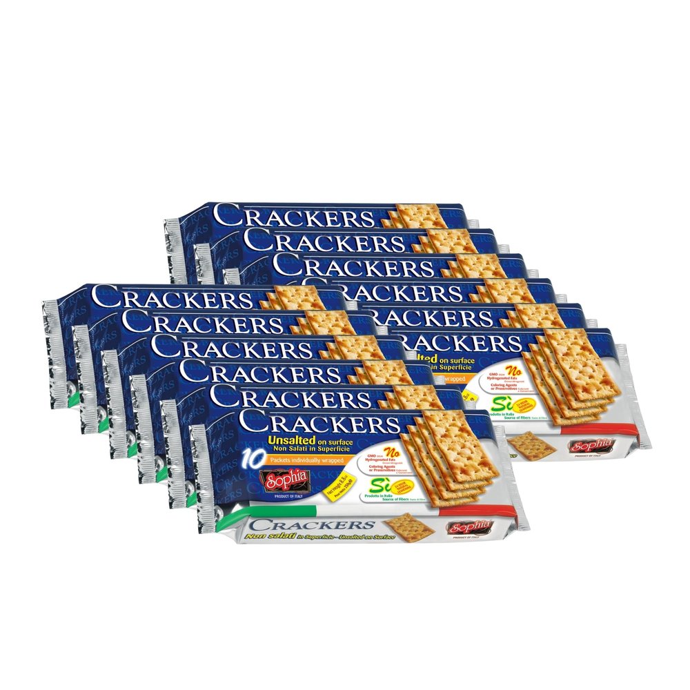 Sophia Cracker Italian Unsalted 8.8oz (12-pack) | Premium Without Salt | Unsalted Crackers for Cheese Boards & Pantry | Club-Style Crackers with Crisp Crunch | Pantry Staples Snack