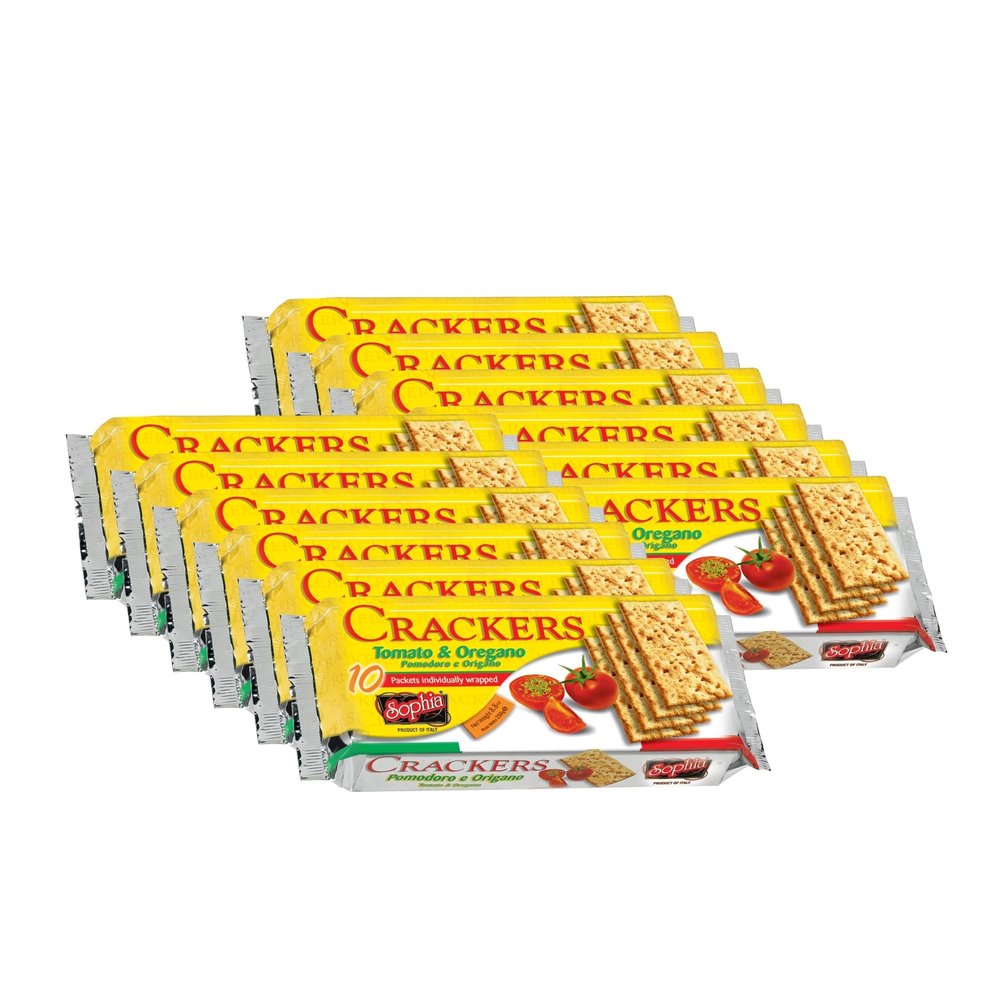 Sophia Cracker Italian Tomato Basil 8.8oz (12-pack) | Tomato Basil Crackers for Cheese Platters & Bruschetta | Vegan Low Calorie Snack Foods | Fancy Wheat Crackers | Healthy Pantry Staple