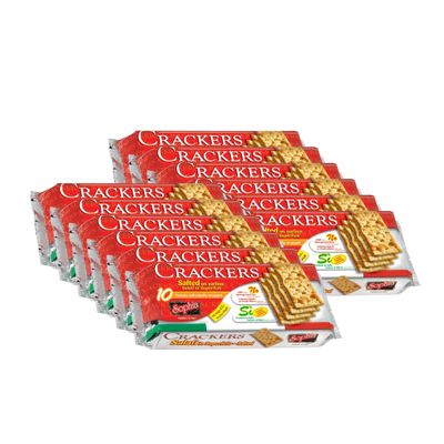 Sophia Cracker Italian Salted 8.8oz (12-pack) | Italian Crackers for Cheese Board & Snacks | Pantry Staples for Charcuterie & Travel | Saltine Crackers with Rustic Crunch | Bakery Fresh Snack