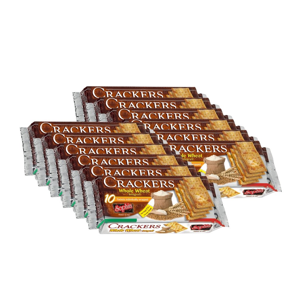 Sophia Cracker Italian Whole Wheat 8.8oz (12-pack) | Whole Grain Crackers for Snacks & Cheese Boards | Rustic Italian Bakery-Style Crackers | Healthy Pantry Staple | Low Carb Wheat Snack