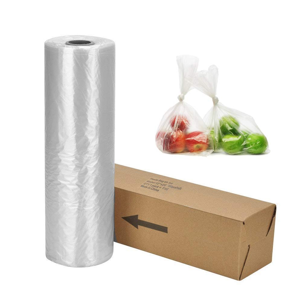 14" X 20" Plastic Produce Bag on a Roll, Bread and Grocery Clear Bag, 350 Bags/Roll (10 Rolls)