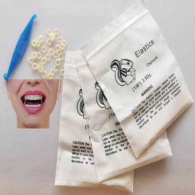 300 Pcs Amber Elastic Rubber Bands Braces Medium Force 3.5oz 1/8 Dental Orthodontic Latex Bands Dentist Great for Dreadlocks, Braids, Top Knots Free Placers
