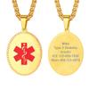 Supcare Personalized Medical Alert Necklace Mens Jewelry Custom Necklace for Men Engraved Emergency Necklace view 1