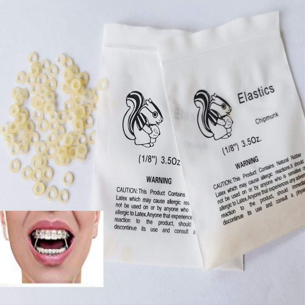 200 Pcs Amber 3.5OZ Elastic Rubber Bands 1/8 MediumForce Braces Dental Orthodontic Latex Bands Dentist Great for Dreadlocks, Braids, Top Knots