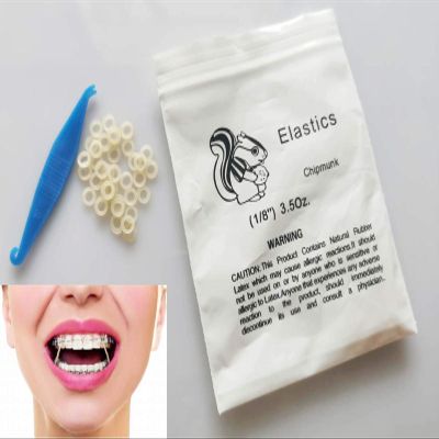 100 Pcs Amber 3.5OZ Elastic Rubber Bands 1/8 MediumForce Braces Dental Orthodontic Latex Bands Dentist Great for Dreadlocks, Braids, Top Knots Free Placers