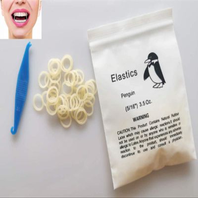 100 Pcs Amber Elastic Rubber Bands Braces 5/16 Medium Force 3.5oz Dental Orthodontic Latex Bands Dentist Great for Dreadlocks, Braids, Top Knots Free Placers