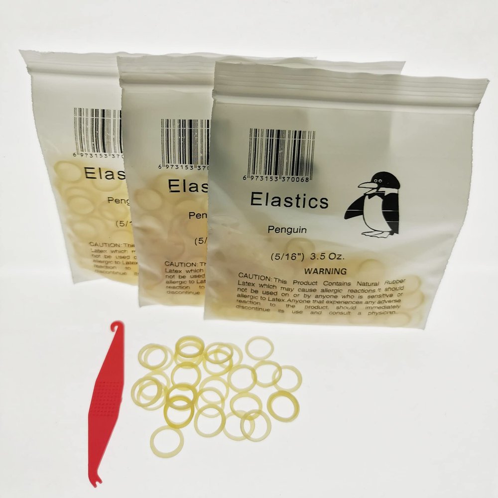 300 Pcs Amber Elastic Rubber Bands Braces 5/16 Medium Force 3.5oz Dental Orthodontic Latex Bands Dentist Great for Dreadlocks, Braids, Top Knots Free Placers
