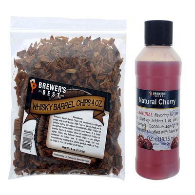 Brewer's Best Whiskey Barrel Chips and Natural Cherry Flavoring "Old Fashioned" Flavor Bundle"