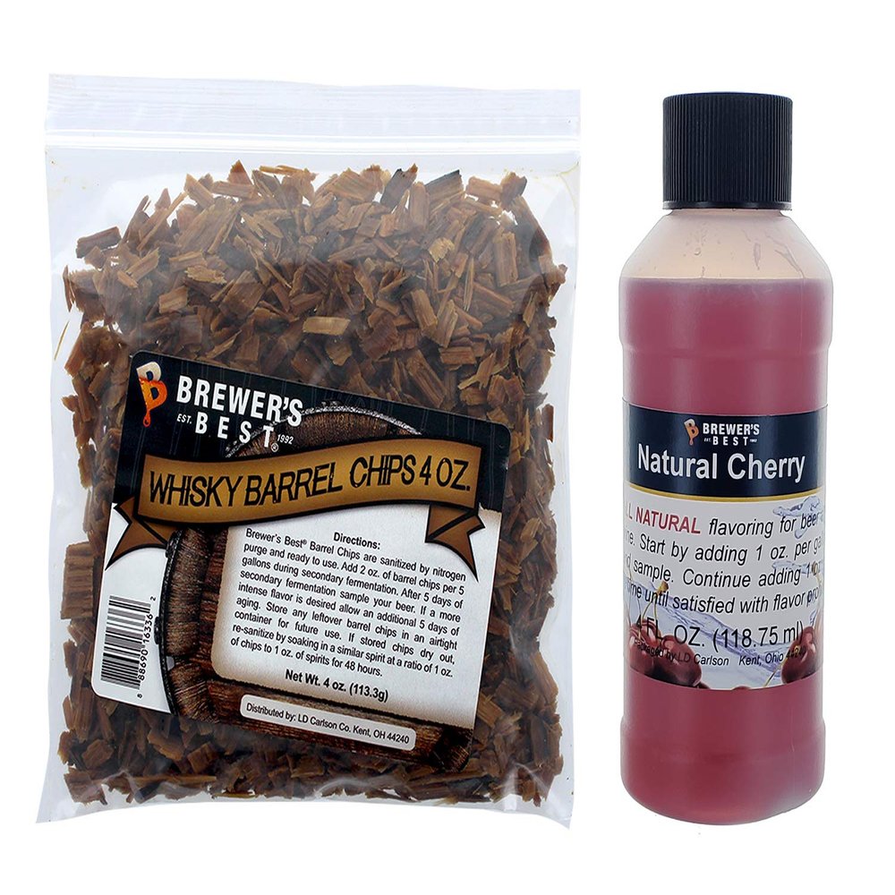 Brewer's Best Whiskey Barrel Chips and Natural Cherry Flavoring "Old Fashioned" Flavor Bundle"