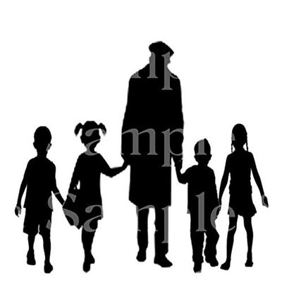 1/2 Sheet - Grandpa and Grandkids Silhouette Birthday - D24546 - 2D Edible Cake Cupcake Party Topper