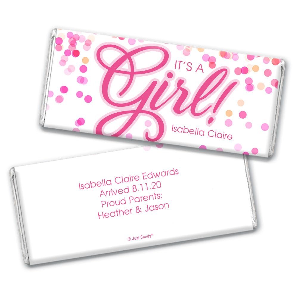 12 It's a Girl Baby Shower Favors Personalized Chocolate Bars (12 Pack)