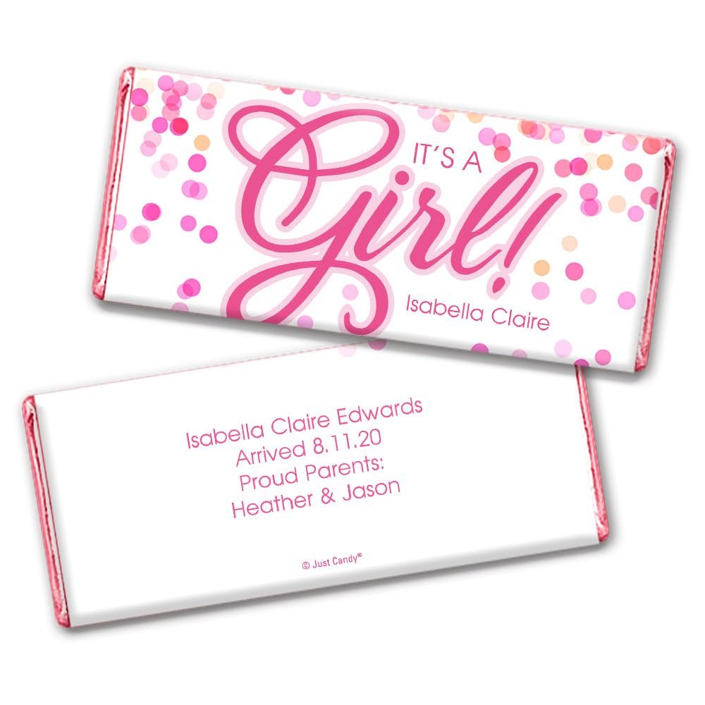 12 It's a Girl Baby Shower Favors Personalized Chocolate Bars (12 Pack)