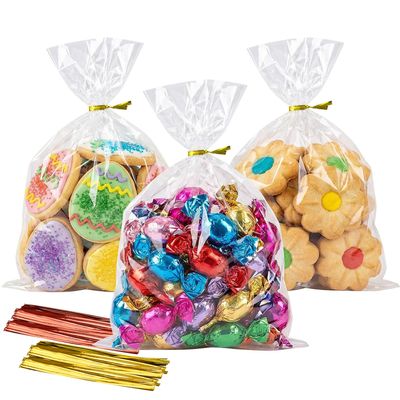 Cello Cellophane Treat Bags,5x7 Inches Clear Cellophane Bags 200 Pcs OPP Plastic Treat Bags with 200 Twist Ties for Gift Wrapping,Packaging Candies,Dessert,Bakery, Cookies, Chocolate,Party Favor