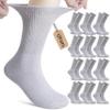 NevEND Diabetic Cotton Crew Socks Health Circulatory Physicians Approved Mens Womens Grey 12 Pairs 9-11 view 1