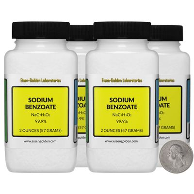 Sodium Benzoate [NaC7H5O2] 99.9% USP Food Grade Micropellets 8 Oz in 4 Bottles