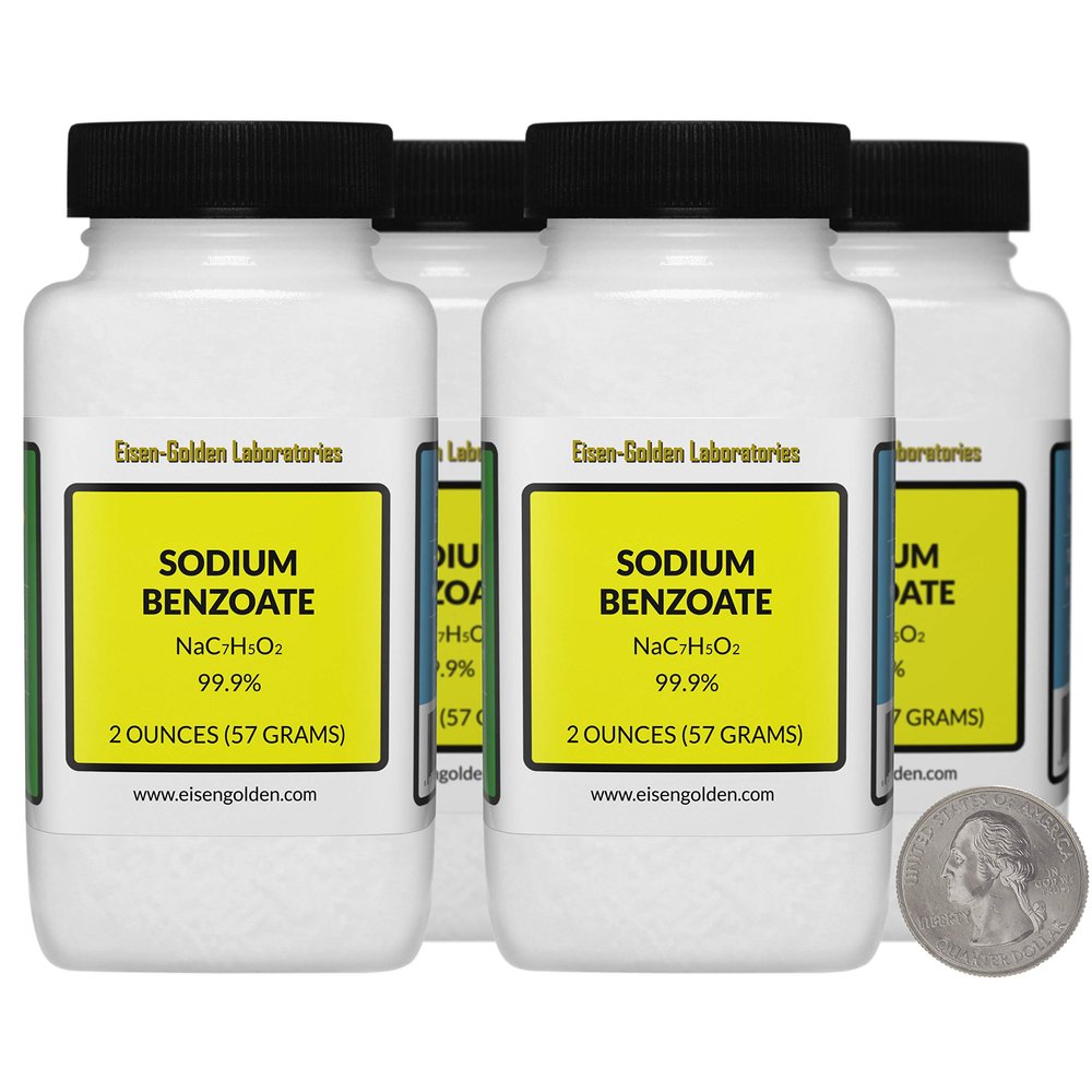 Sodium Benzoate [NaC7H5O2] 99.9% USP Food Grade Micropellets 8 Oz in 4 Bottles