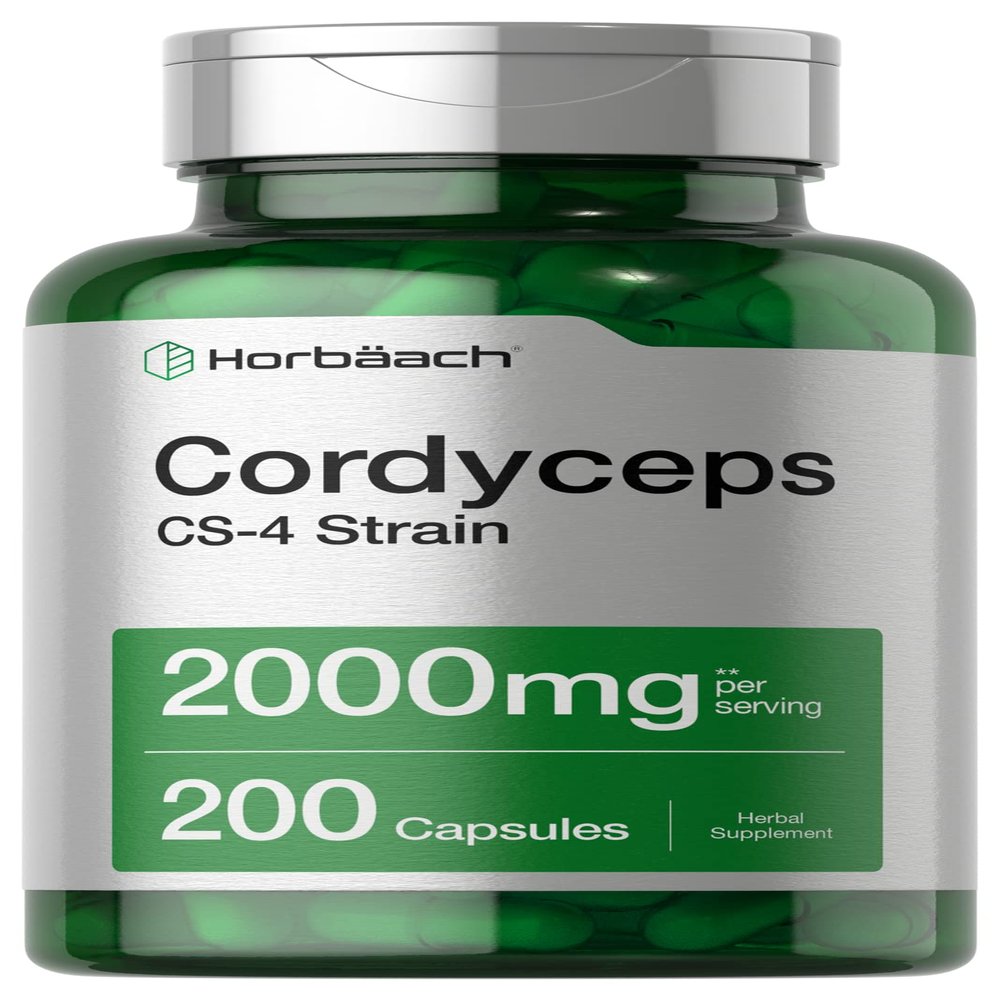 Horbach Cordyceps Mushroom Capsules | 200 Count | CS-4 Strain Cordyceps Sinesis | Non-GMO Herbal Supplement