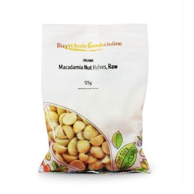 Buy Whole Foods Organic Macadamia Nut Halves, Raw (125g)