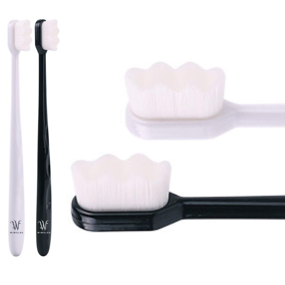 Extra Soft Toothbrush for Sensitive Gums and Teeth with 20,000 Ultra Soft Bristles. Micro-Nano Toothbrush. Excellent Cleaning Effect (2 Pack) (White Wave Bristle)