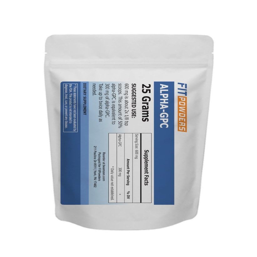 FitPowders Alpha GPC Powder Supplement (Alpha-GPC Choline Powder) with Scoop (25 Grams)