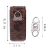 AMANCY 3-Finger Classy Black Brown Crocodile Pattern Leather Cigar Case With Small Humidifier and Cutter view 2