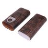 AMANCY 3-Finger Classy Black Brown Crocodile Pattern Leather Cigar Case With Small Humidifier and Cutter view 3