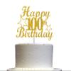 100 Birthday Cake Topper Gold Glitter, Party Decoration Ideas, Premium Quality, Sturdy Doubled Sided Glitter, Acrylic Stick. Made in USA (100th) view 1