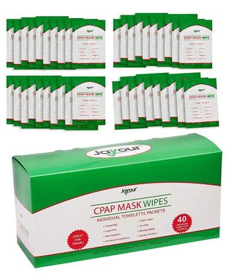 40 Pack - Travel CPAP Mask Wipe Towelettes - 40 Wipes Total (1 Wipe Per Packet) Unscented, 100% Cotton, Lint Free | For Cleaning CPAP Mask | Perfect For Travel