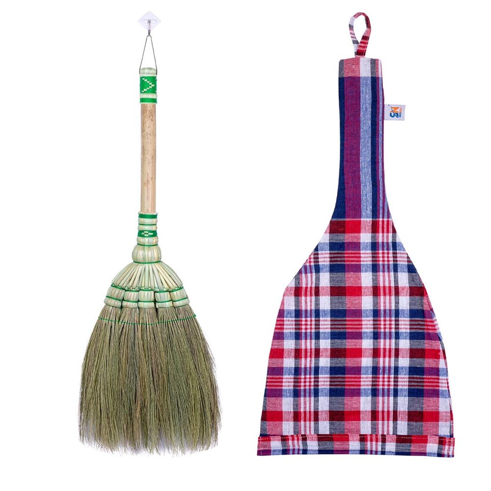 24-inch Tall of Thai Natural Grass Broom Asian Broom for RV's Camping Tent & Training Children Cleaning