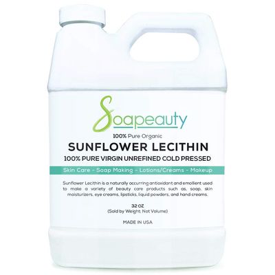 SUNFLOWER LECITHIN Liquid Oil | Cold Pressed Unrefined | USP Grade Unbleached 100% Pure Natural Sunflower Lecithin Oil | Skin Moisturizer, Soap Making, Lotion | 32 fl oz
