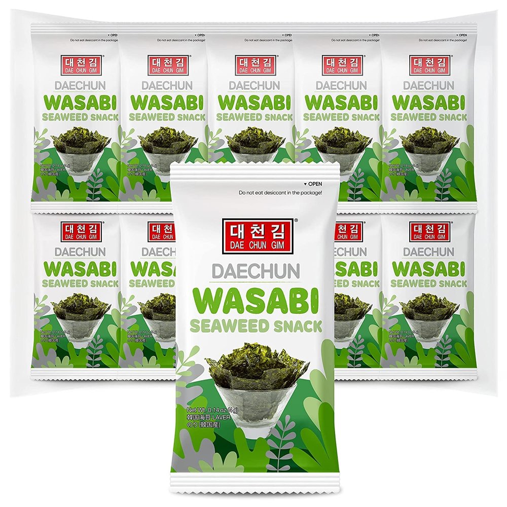 CHOI's 1 Wasabi Seaweed Snacks / (20 Pack) /Product of Korea/Kimbpa, Gimbap, Keto, Gluten Free, Full of Fiber, Vitamin, Mineral