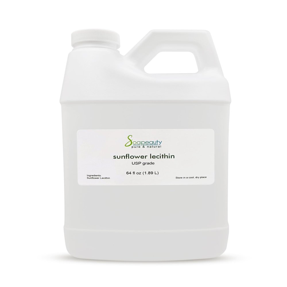 SUNFLOWER LECITHIN Liquid Oil | Cold Pressed Unrefined | USP Grade Unbleached 100% Pure Natural Sunflower Lecithin Oil | Skin Moisturizer, Soap Making, Lotion | 64 fl oz