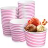 TYPTOP-EXTRA DURABLE Fun Pink Stripe Design Ice Cream Bar Essential, 8 oz. Ice Cream Cups/Bowl - Perfect Snack Cups for Kids Birthday & Holiday Parties, Disposable for Easy Clean-up! view 1
